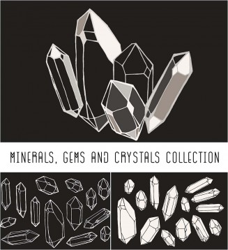 Minerals and crystals illustration set