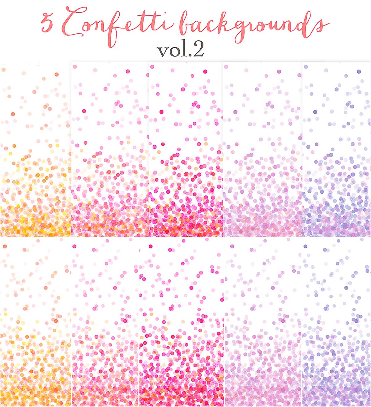 Bright pink confetti backgrounds set