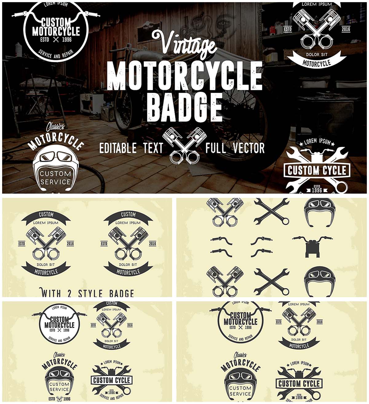 Motorcycle retro badges collection