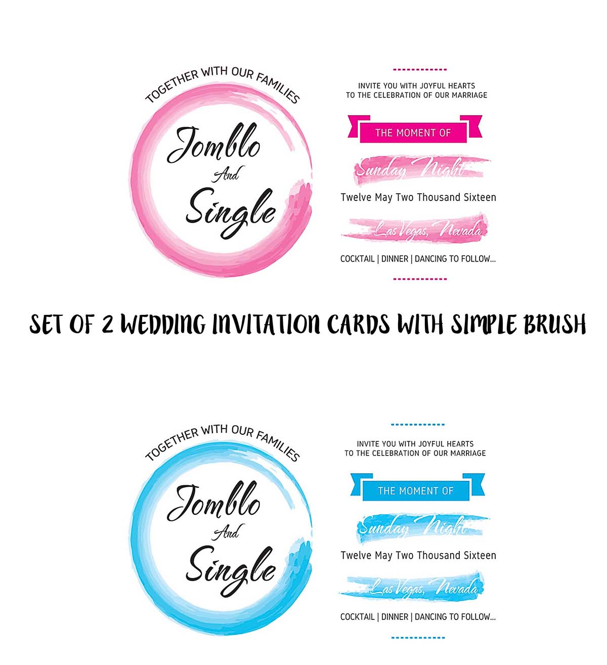 Wedding invitation card templates brush set
