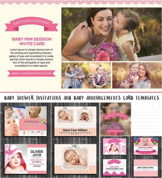 Baby announcement cards and baby shower templates
