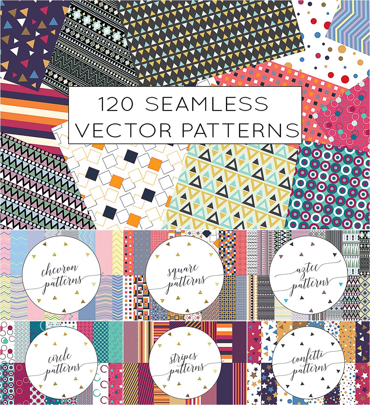 Seamless geometric patterns big collection
