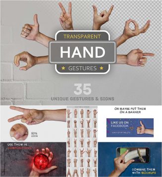 Hands signs and gestures set