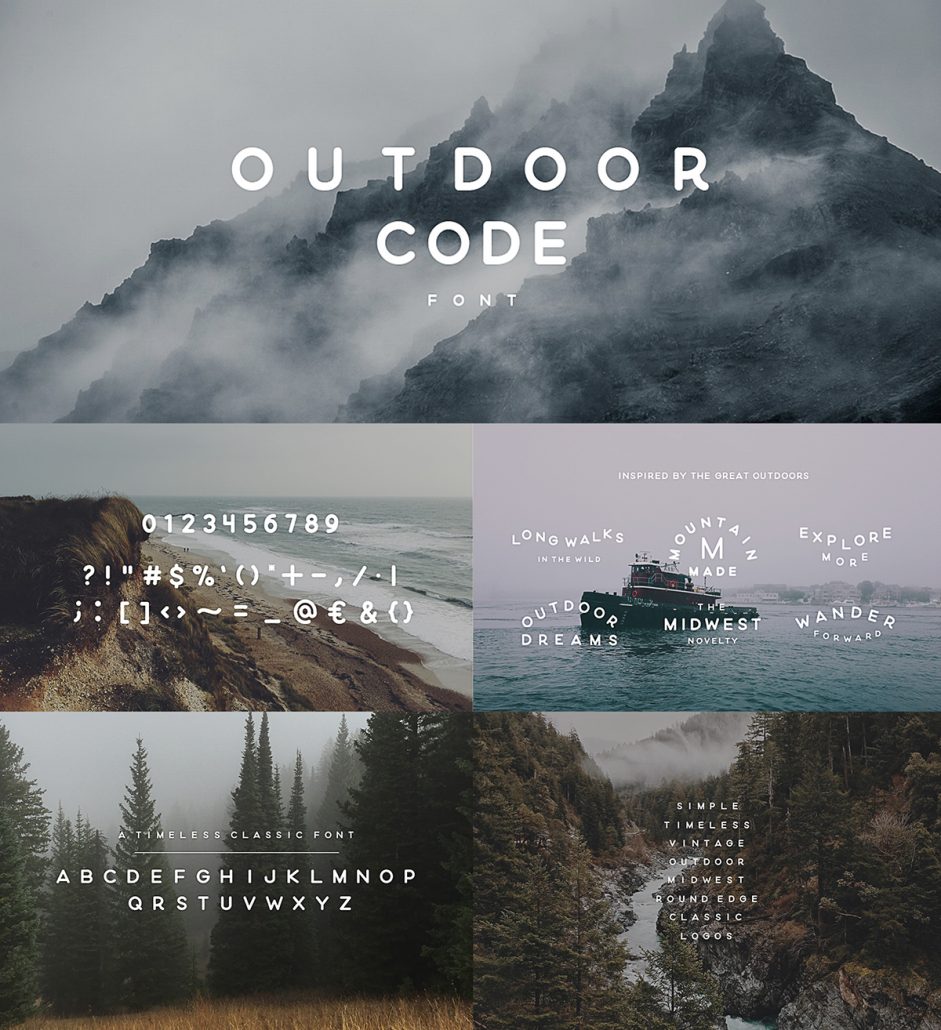 Outdoor code simple font Free download