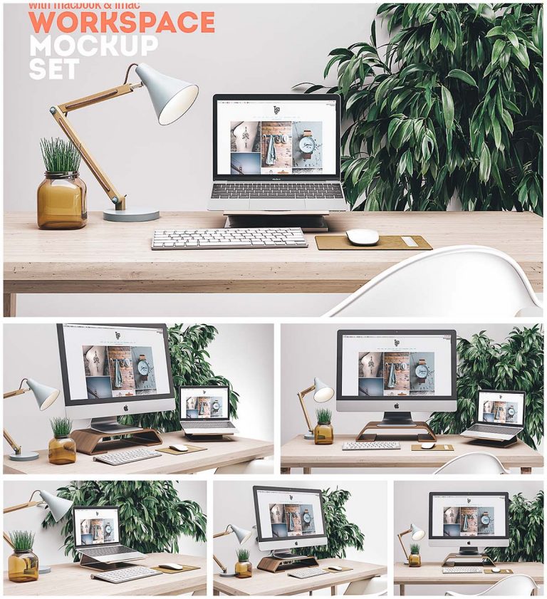 Workspace Imac Mockup Set | Free Download