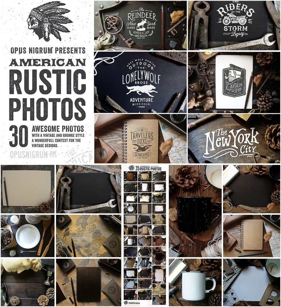 American rustic stationery photos set | Free download