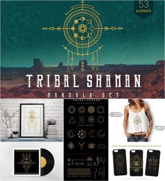 Tribal shaman mandala vector set