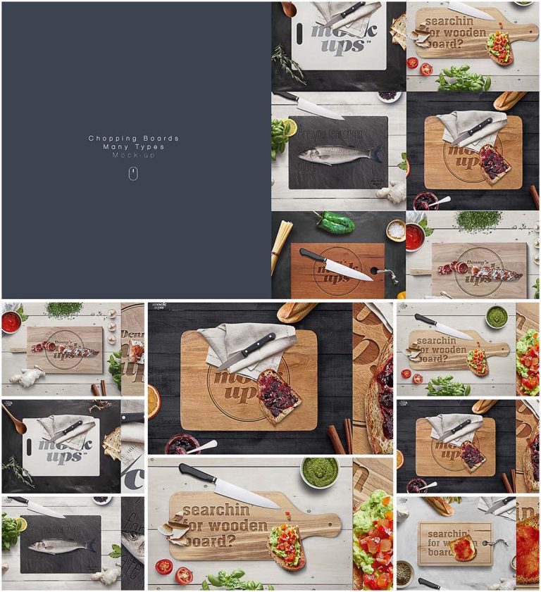 Cutting boards mockup bundle Free download