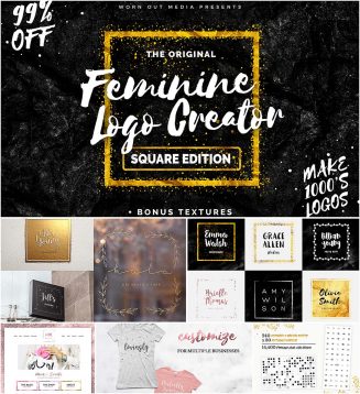 Feminine logo square creation bundle