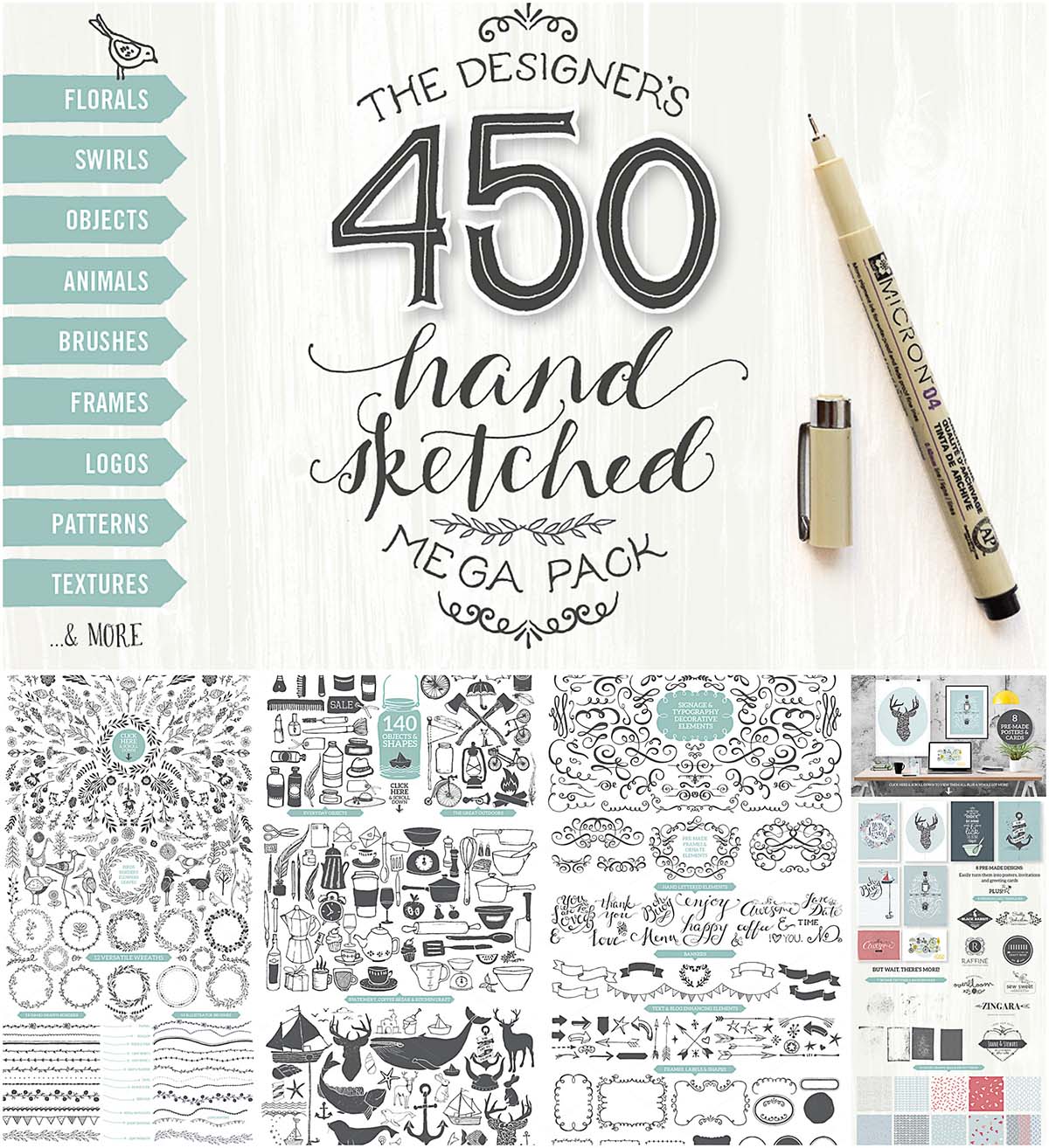 Designers hand scetched vector pack