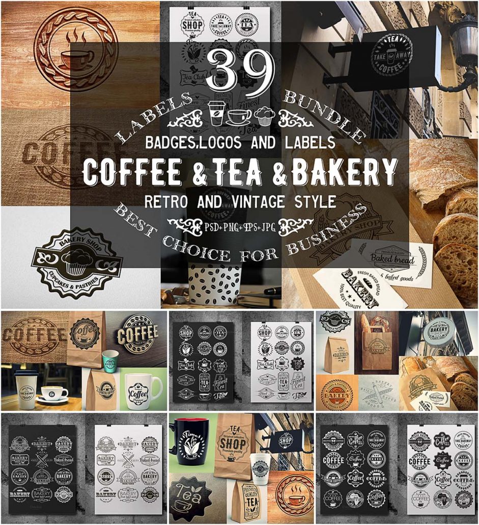 Download Tea coffee and bakery logo bundle | Free download