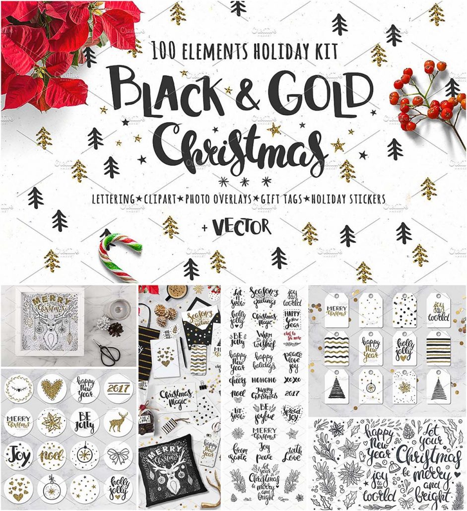 Black and gold Christmas collection | Free download