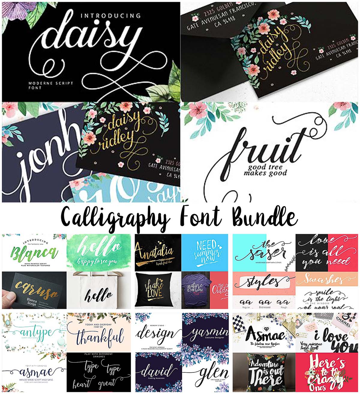 Calligraphy fonts collection