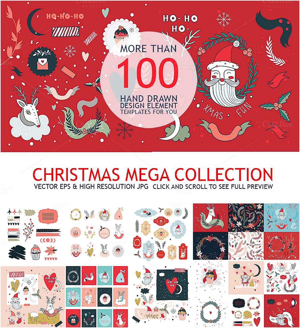 Christmas mega collection hand drawn clipart