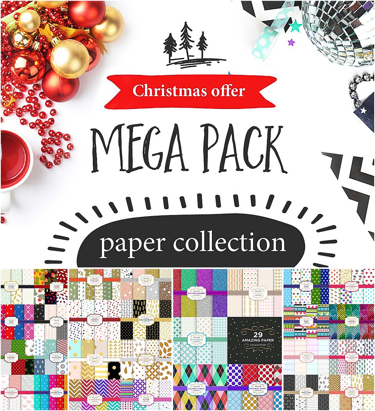 Christmas pattern paper pack