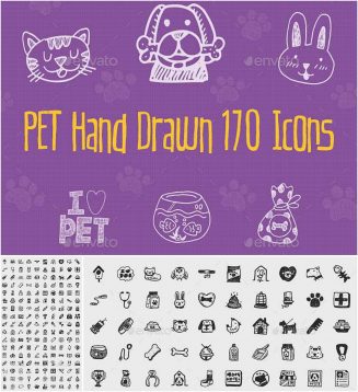 Pet hand drawn 170 icons