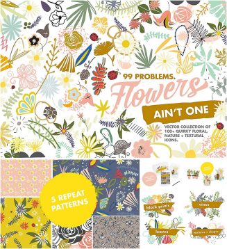 Floral clipart and patterns set