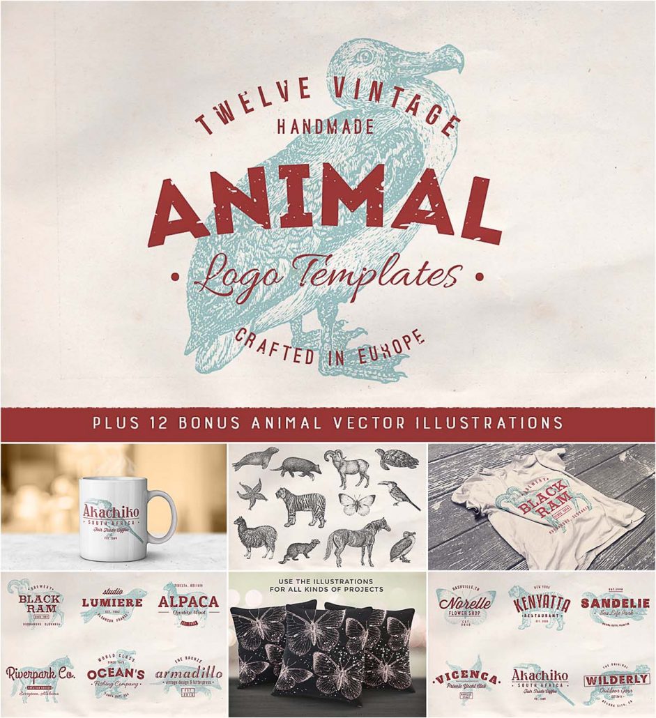 Vintage animal logos collection Free download