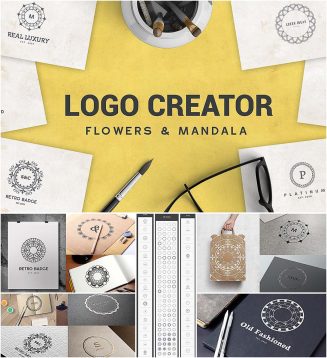 Logo creator flowers and mandala
