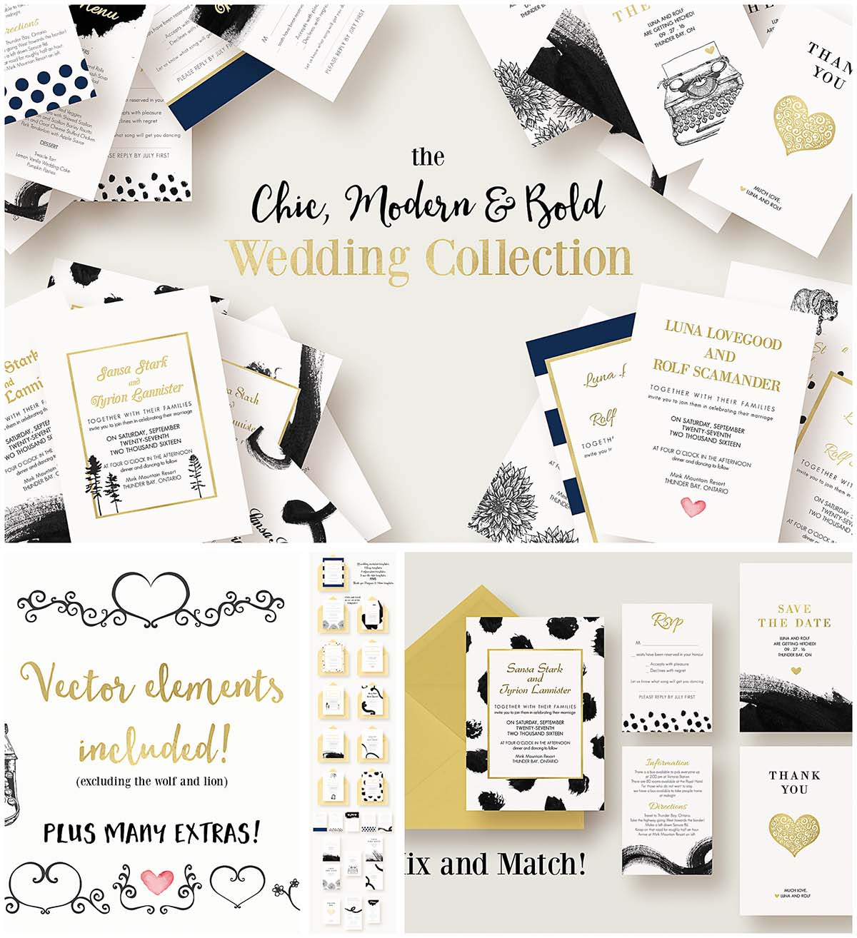 Modern and chic wedding invitation suite