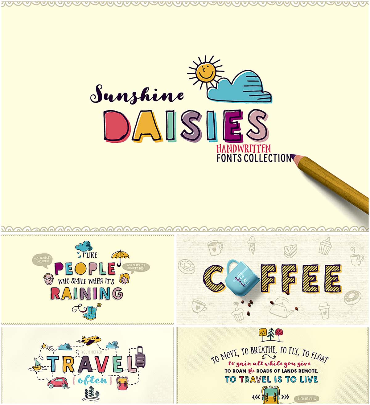 Sunshine daisies font collection