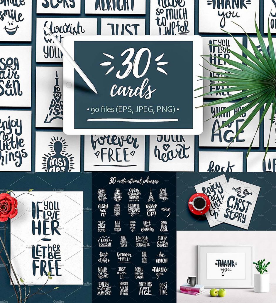 30 handdrawn quotes for cards | Free download