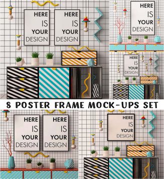 Mockups posters memphis style