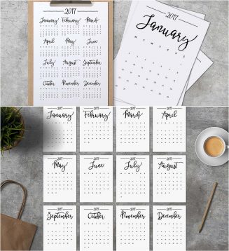 Minimalistic calendar 2017 printable