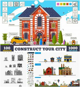 Construct your own city vector kit
