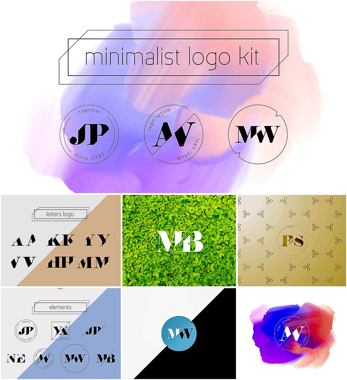 Minimalist logo kit with stamps