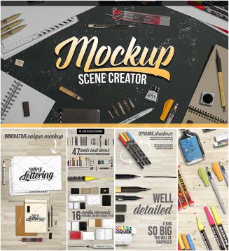 Moclup scene creator lettering and design