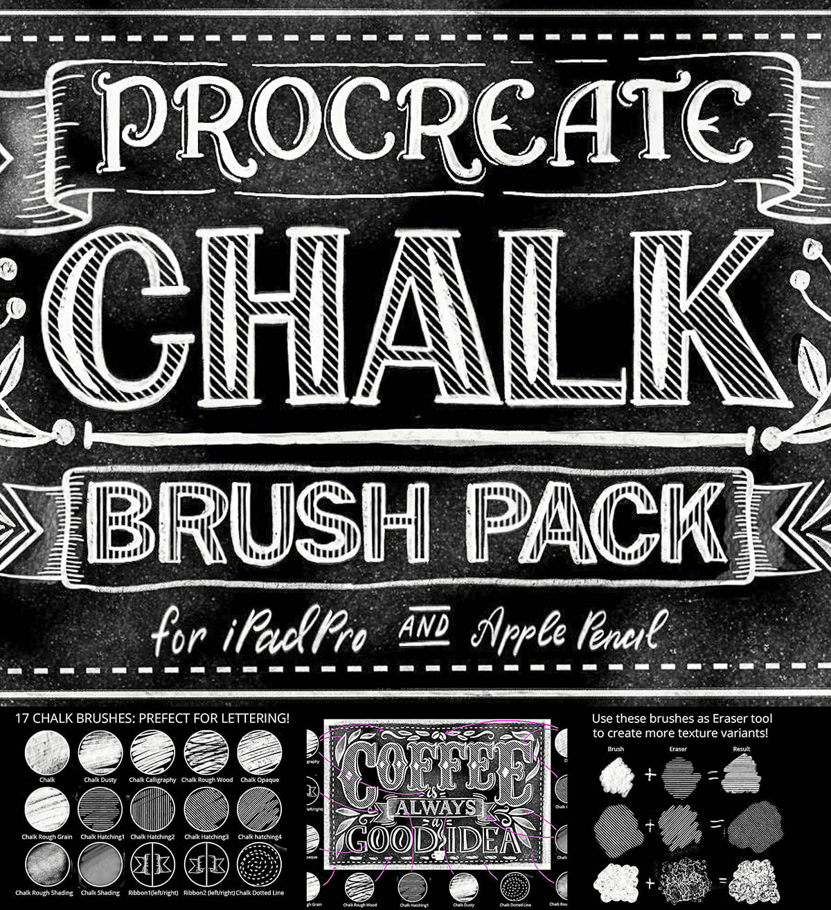 Chalk lettering procreate brush