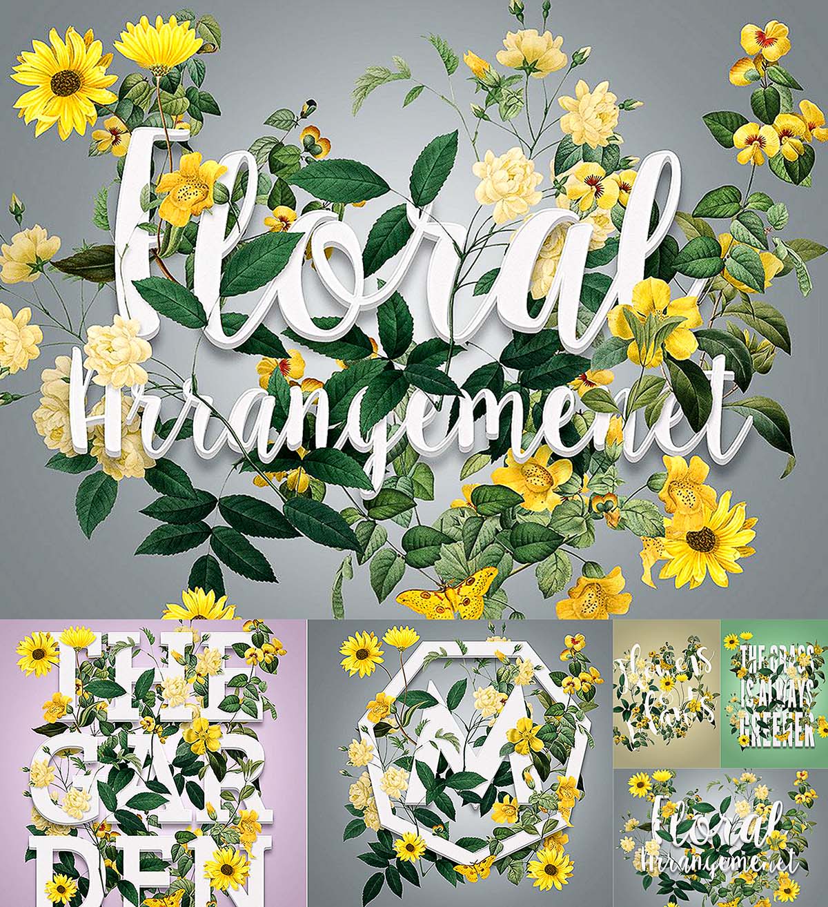 Floral arrangement mockup set