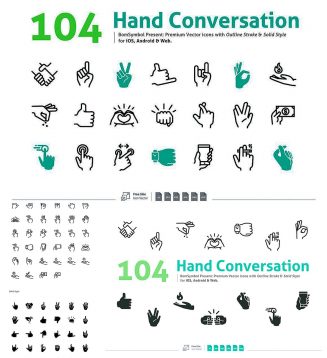 Hand conversation vector set