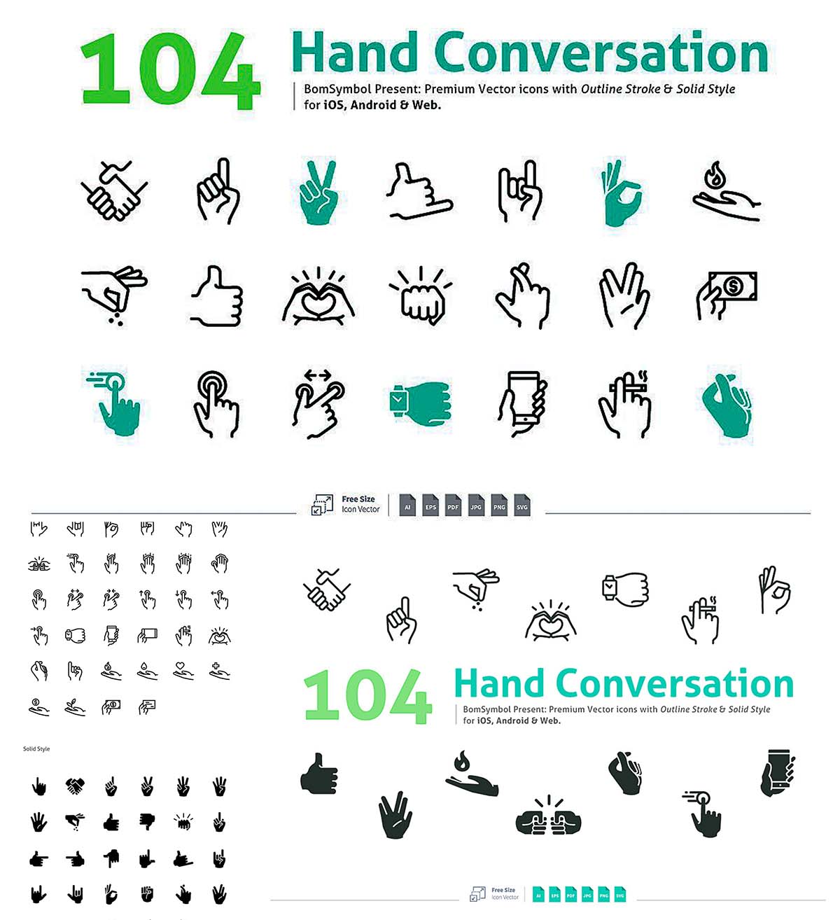 Hand conversation vector set