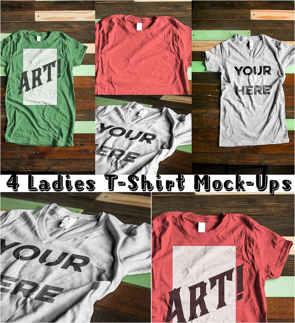 Download Ladies tee mockups V-neck | Free download