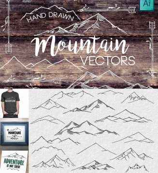 Hand drawn mountain vectors