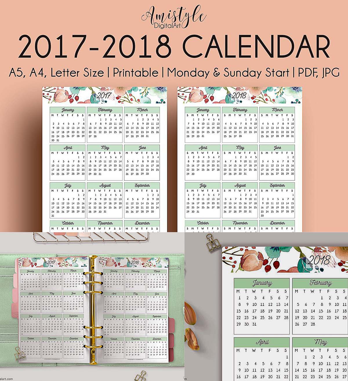 Printable calendar year 2017-2018