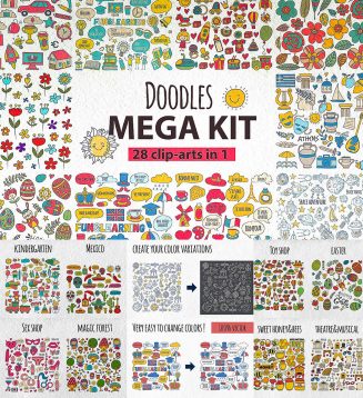 Doodle mega kit cliparts