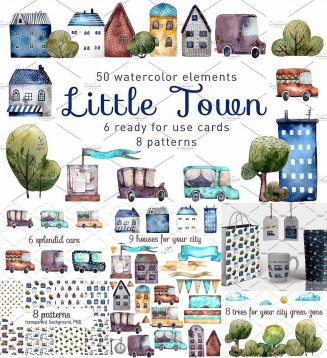 Little cute town illustrations