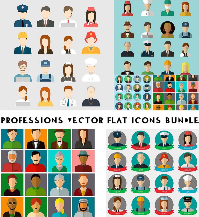 Professions vector flat icons | Free download
