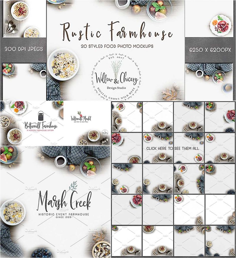 Rustic farmhouse food mockups | Free download