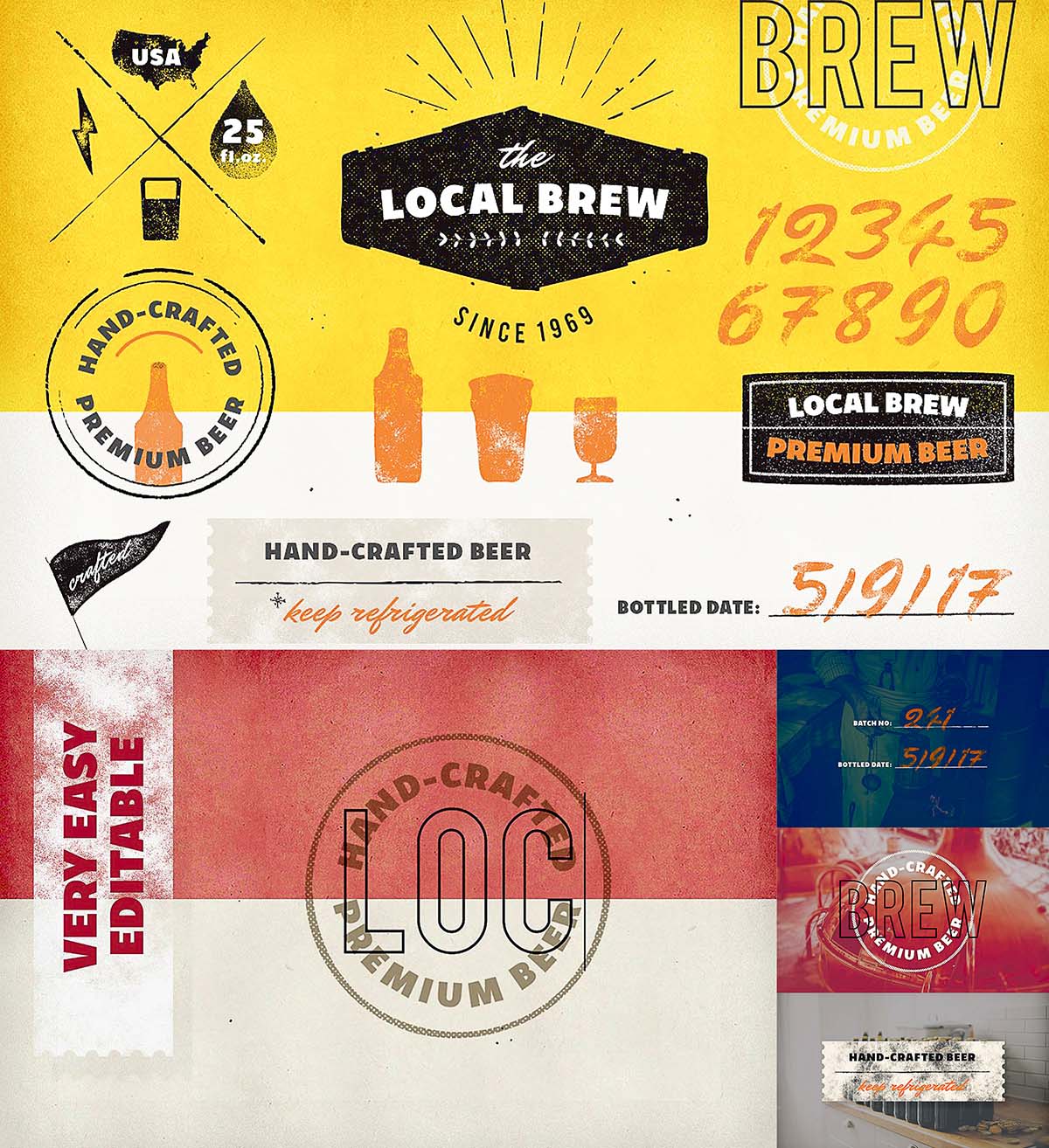 Vintage brewery logo pack