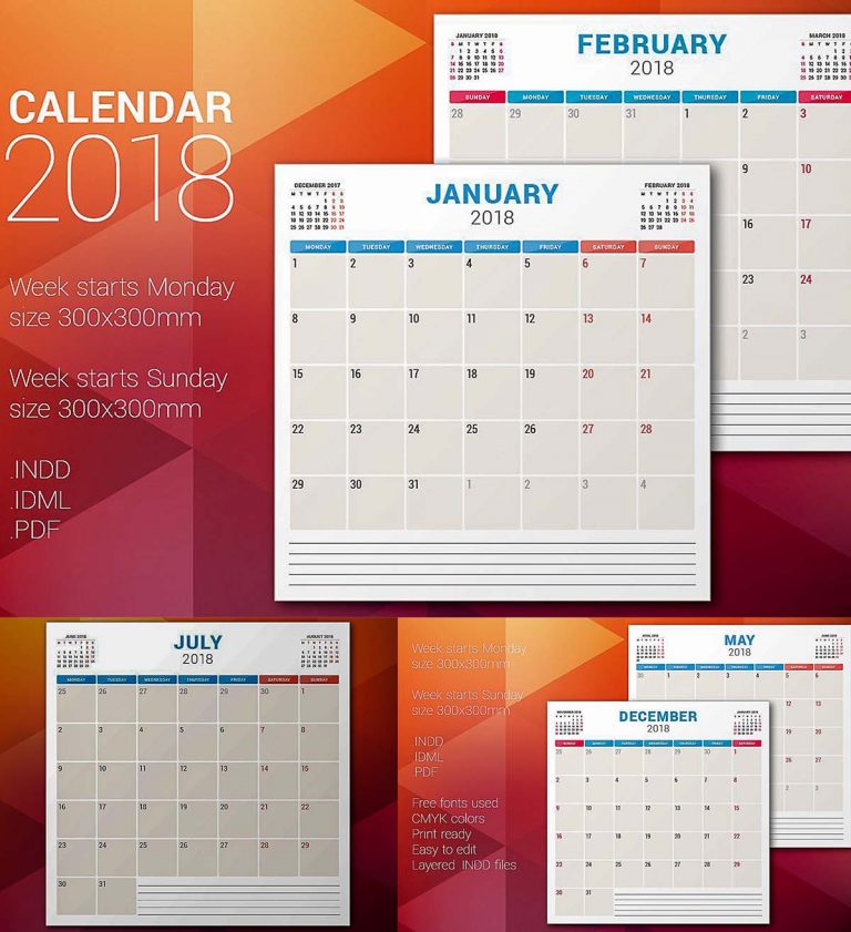 2018 monthly planner 2 pages per month template