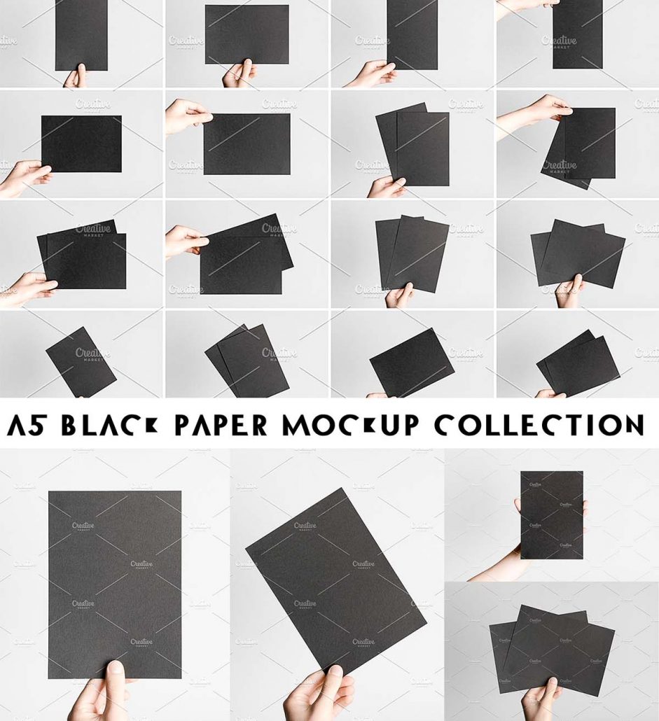 Black A5 flyer mockup photo bundle | Free download