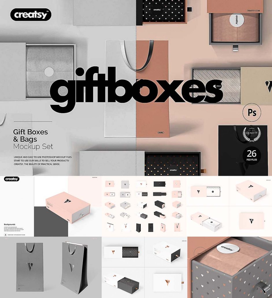 Download Gift boxes and bags mockup collection | Free download