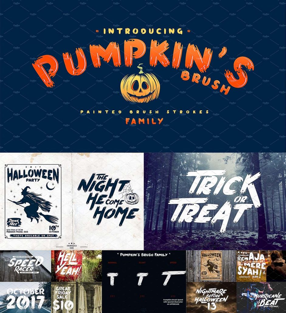 Pumpkins brush font family Free download