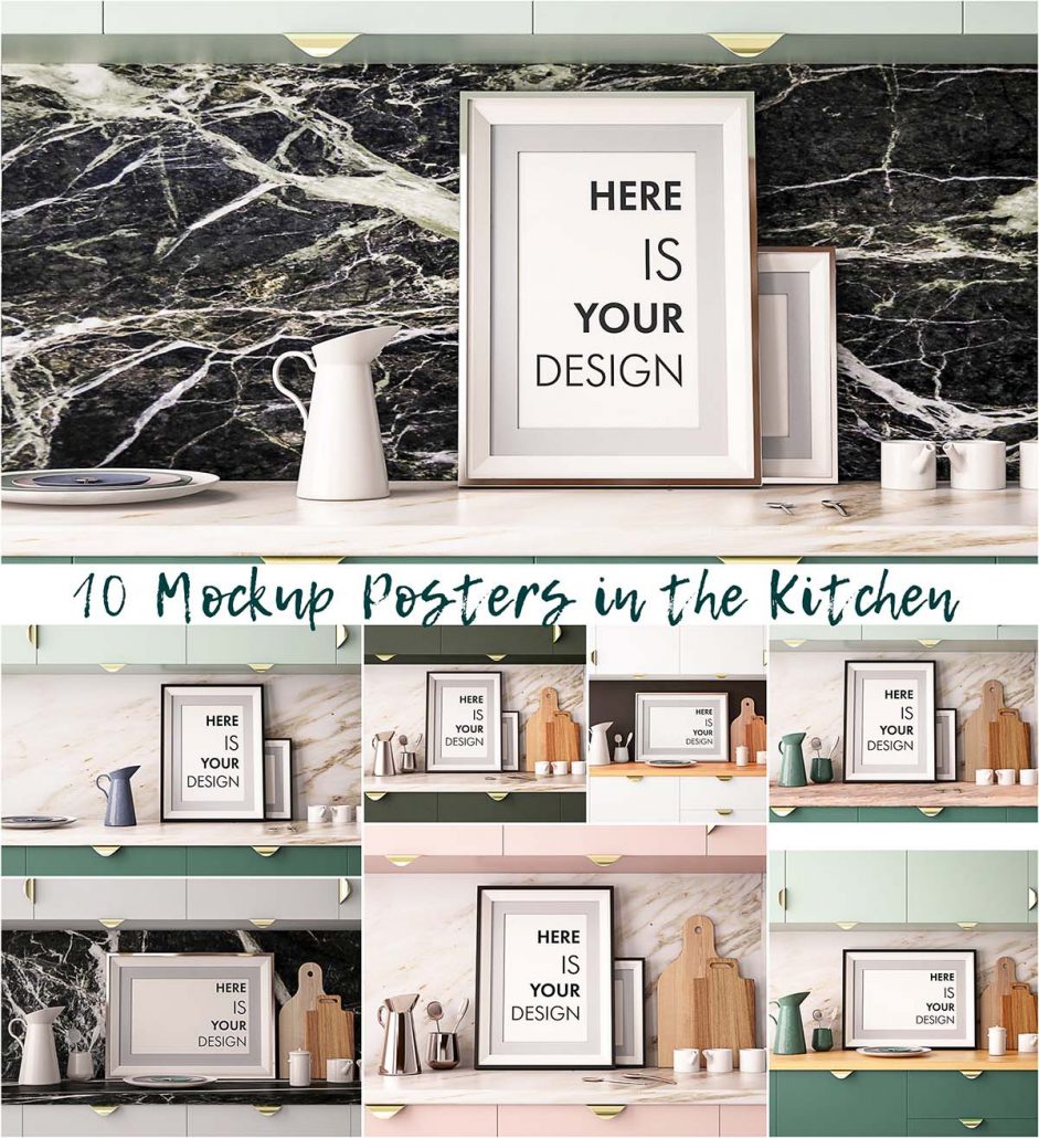 Download Set of 10 mockups poster in the kitchen.The set includes ...