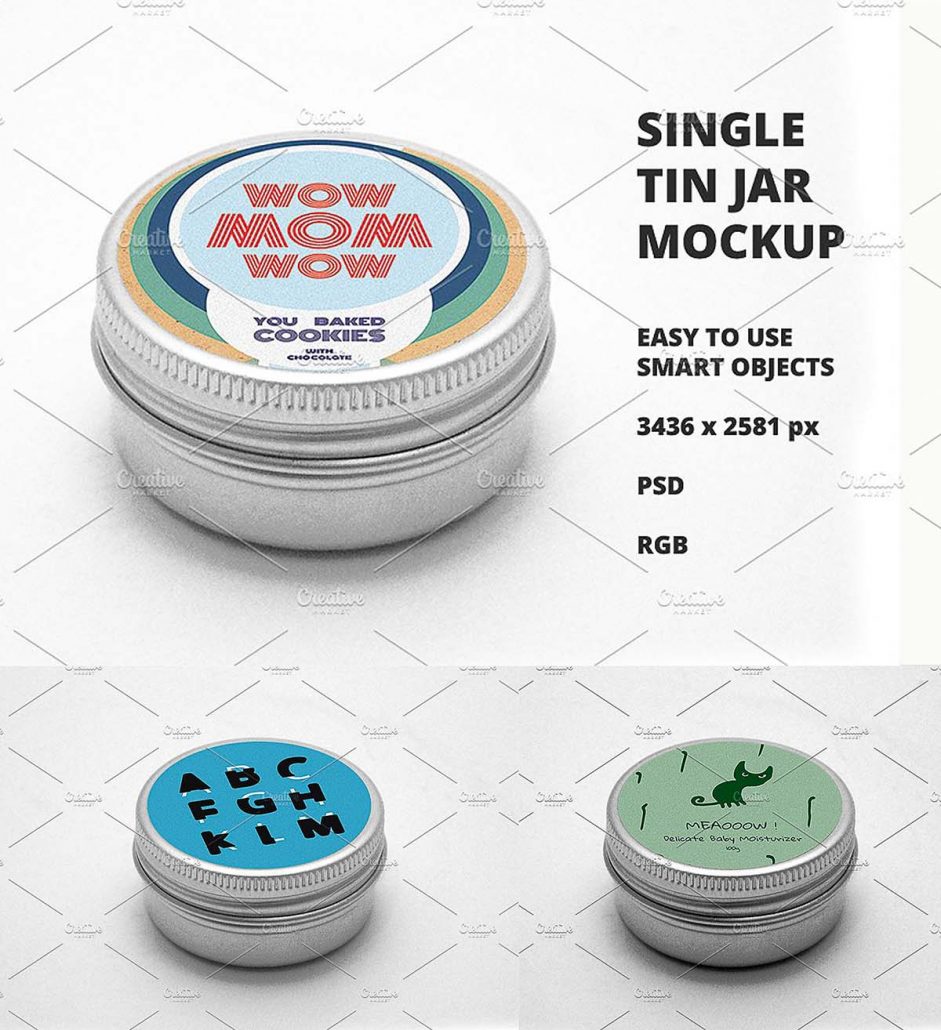 Single tin jar mockup. Designs not included. Easy to use