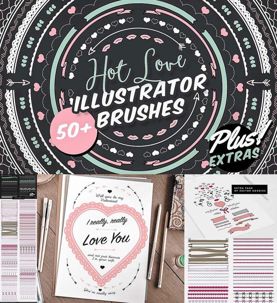 Hot Love Illustrator Brush Library Free download